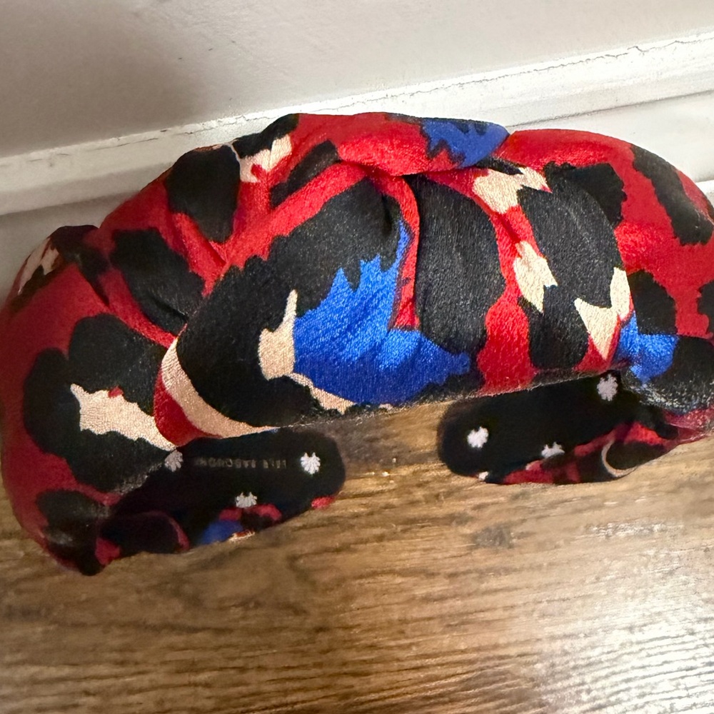 Lele Sadoughi Red, Black & Blue Leopard TopKnot Headband - Picture 2 of 3